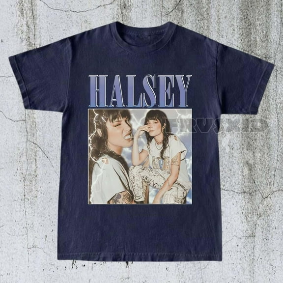 Halsey Shirt, Vintage Music Band Tee, Concert Merchandise T-Shirt, Unisex Graphic Tee, Music Artist Apparel, Fan Gift for Music Lovers,Navy Color,Size L