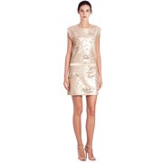 Halston Heritage Bi-Color Sequined Cap Sleeve Mini Shift Cocktail Evening Dress