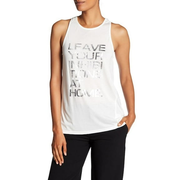 Halston Racer Back Tank Leave Your Inhibitions Women/Adult shoe size X-Small X-Small Casual ZAA111207P-WHTSL White/Silver