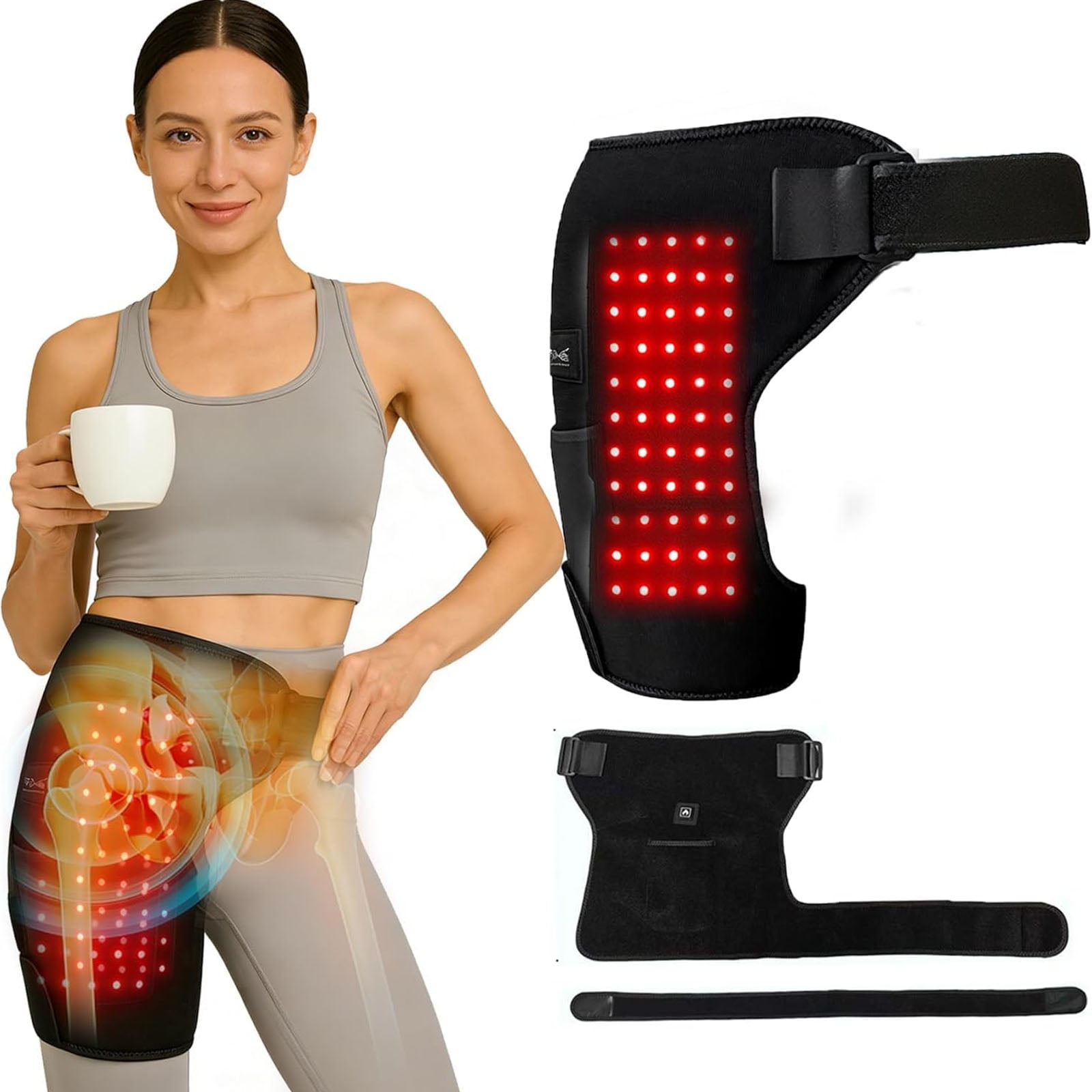 Halston Stride Red Therapy,Hip Heating Pad,Hip Brace Sciatica Pain Relief Devices,Hip Brace Red Therapy For Hip Pain,Halston Stride Hip Brace for Hip Pain In Menopausal Women