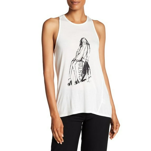 Halston Twist Back Tank Halstonette Women/Adult shoe size Small Small Casual ZAI111177P-WHTBK White/Black