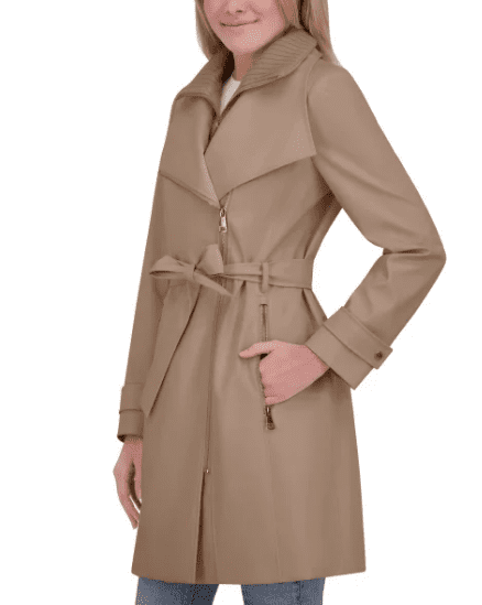 Halston Women's Belted Trench Coat Brown Large - Walmart.com