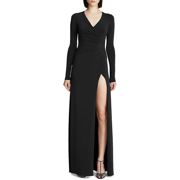 Halston Womens Sydney Surplice Long Evening Dress