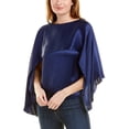 thumbnail image 1 of Halston womens  Addilyn Charmeuse Silk-Blend Top, 14, Blue, 1 of 3