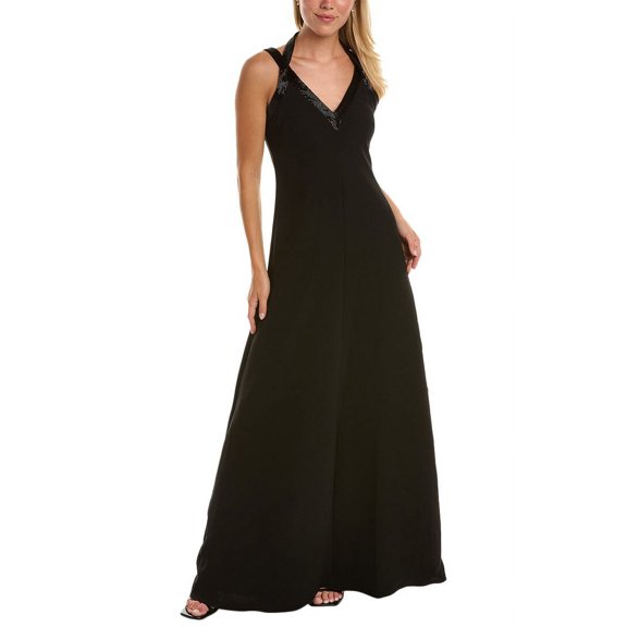 Halston womens  Allison Gown, 4, Black