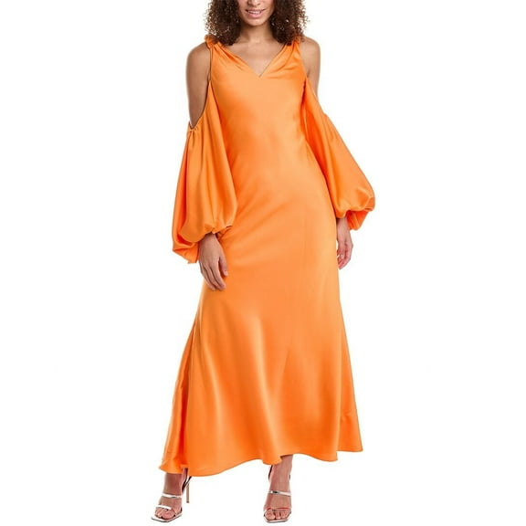 Halston womens Binnie Gown, 0, Orange