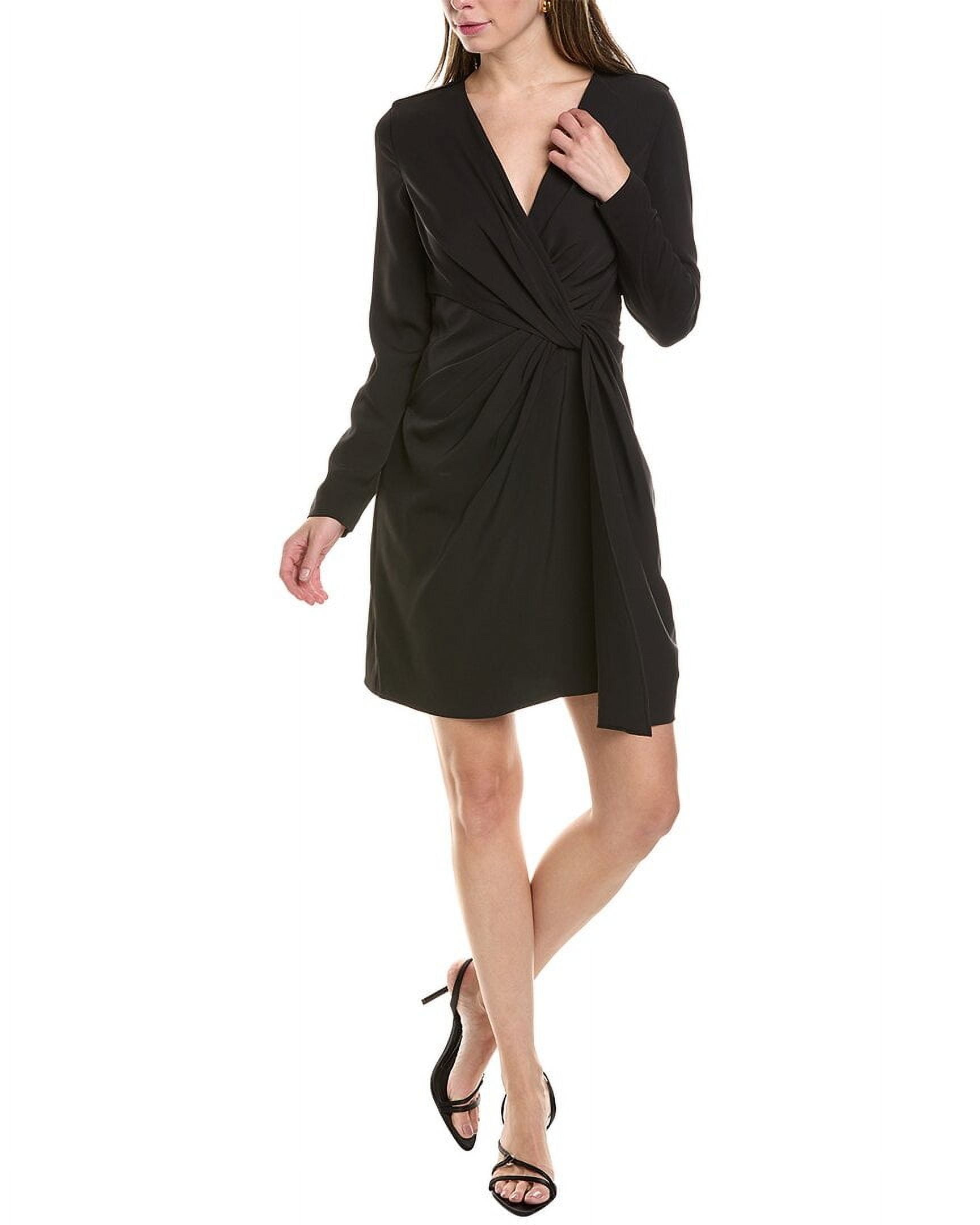 halston black dress Heritage Surplice Wrap Womens Size XS Dinner Party Cocktail elongating silhouette thats made for black Halston Carmina Mini Dress, Black