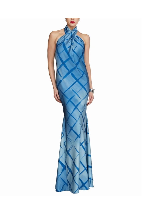 womens  Corinne Printed Satin Gown, 8