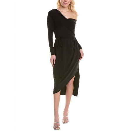Halston womens  Eden Midi Dress, 0, Black