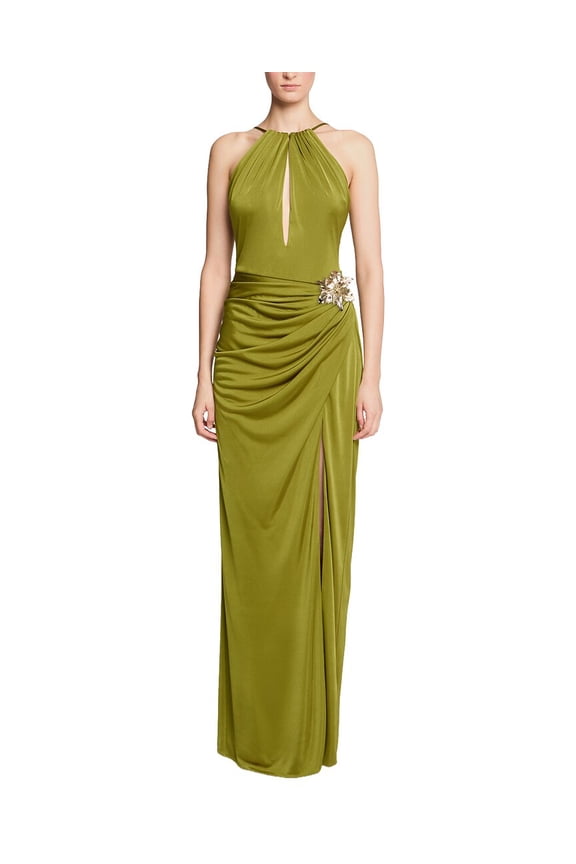 womens  Elin Gloss Jersey Gown, 4, Green
