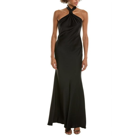 Halston womens Emie Gown, 4, Black