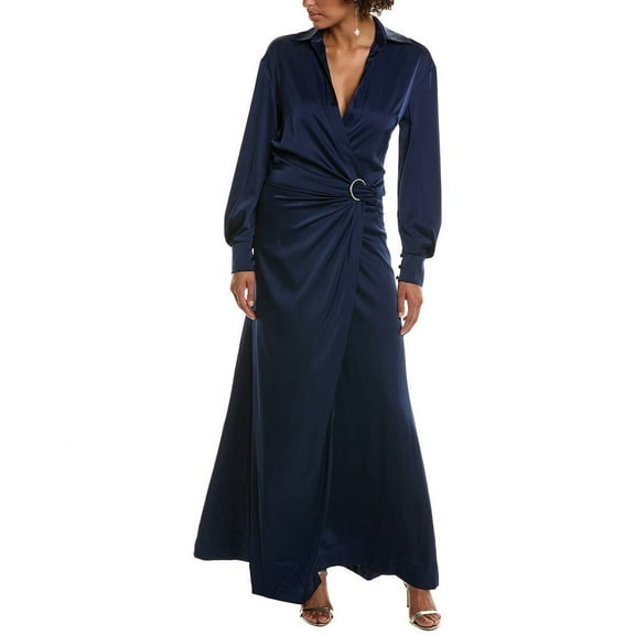 Halston womens Ivon Gown, 6, Navy