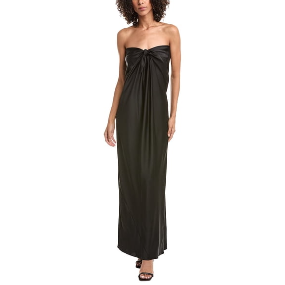 Halston womens  Lisette Satin Gown, 12, Black