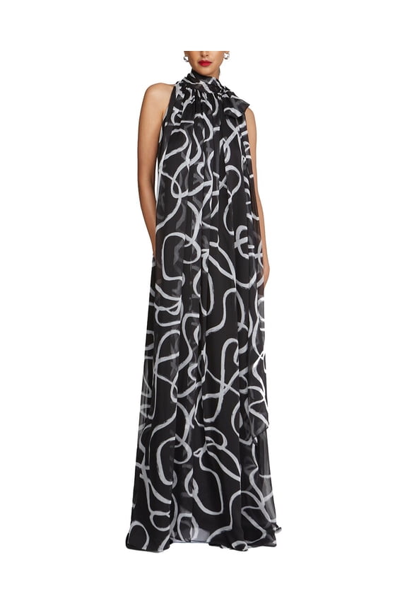 womens  Lyle Chiffon Gown, 2, Black