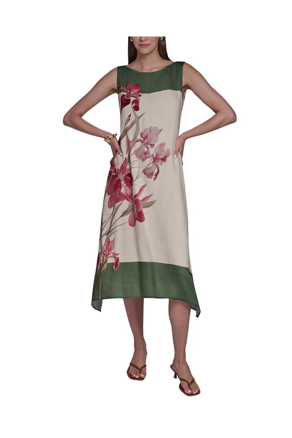 womens Orchid Print Midi Dress, 8