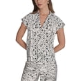 thumbnail image 1 of Halston womens  Printed V-Neck Top, s, 1 of 3
