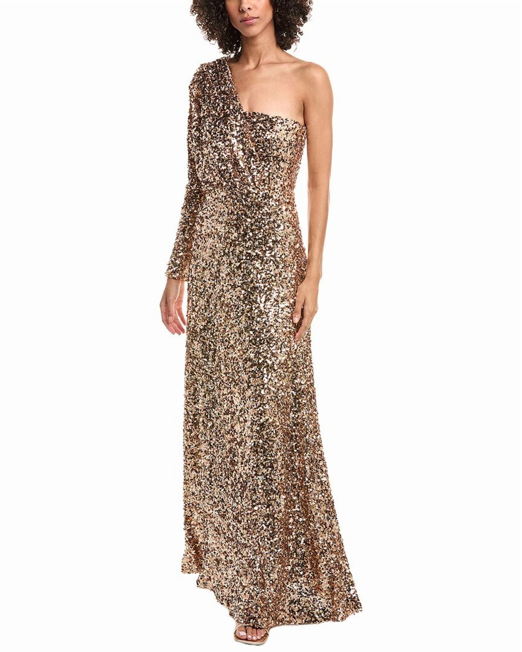 Halston womens Ramona Sequin Gown, 10, Gold - Walmart.com