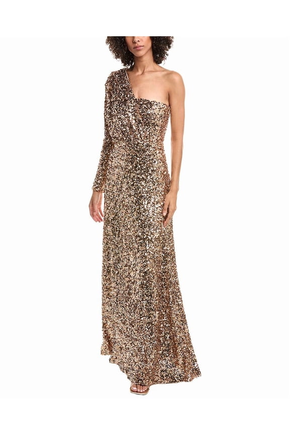 womens Ramona Sequin Gown, 2, Gold