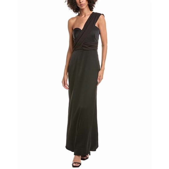 Halston womens  Roselle Crepe Gown, 10, Black