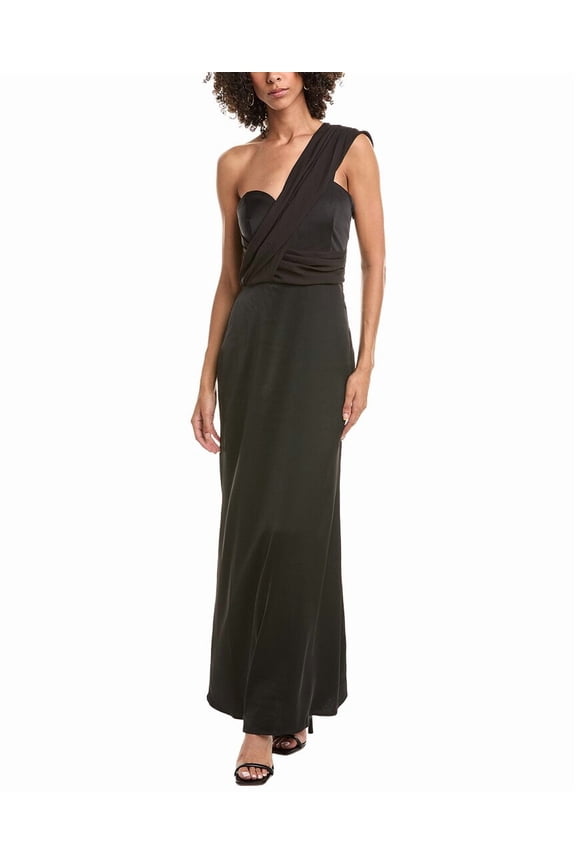 womens Roselle Crepe Gown, 6, Black