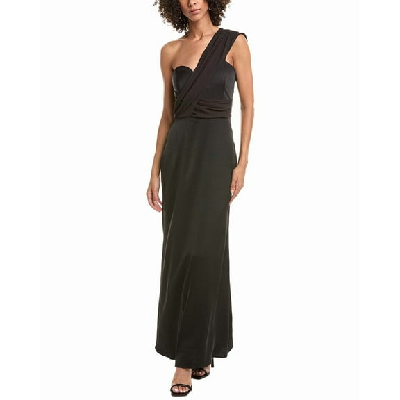 Halston womens Roselle Crepe Gown, 8, Black