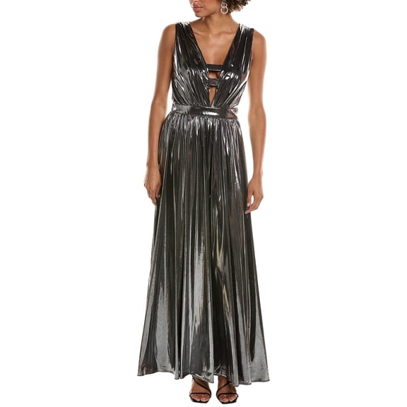 Halston womens Titania Gown, 0, Silver