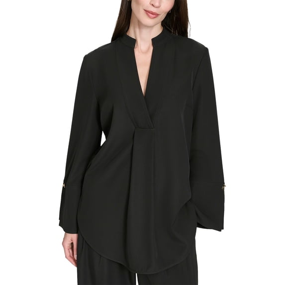 Halston womens V-Neck Tunic, m, Black