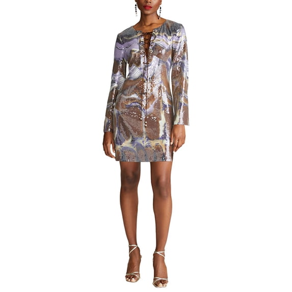 Halston womens Wynonna Sequin Dress, 8, Blue