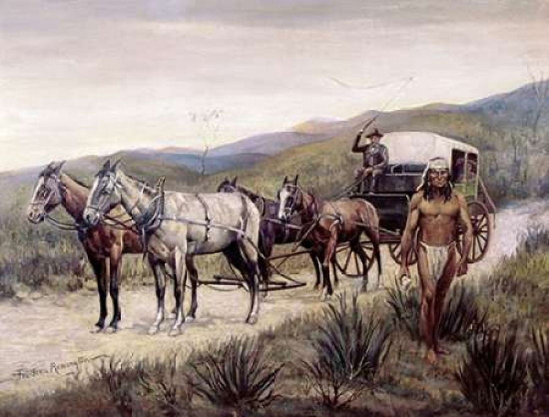 Halted Stagecoach Canvas Art - Frederic Remington (22 x 28)