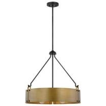Halter 4-Light Pendant E26 Base 60w Matte Black Finish Natural Brass Metal Shade