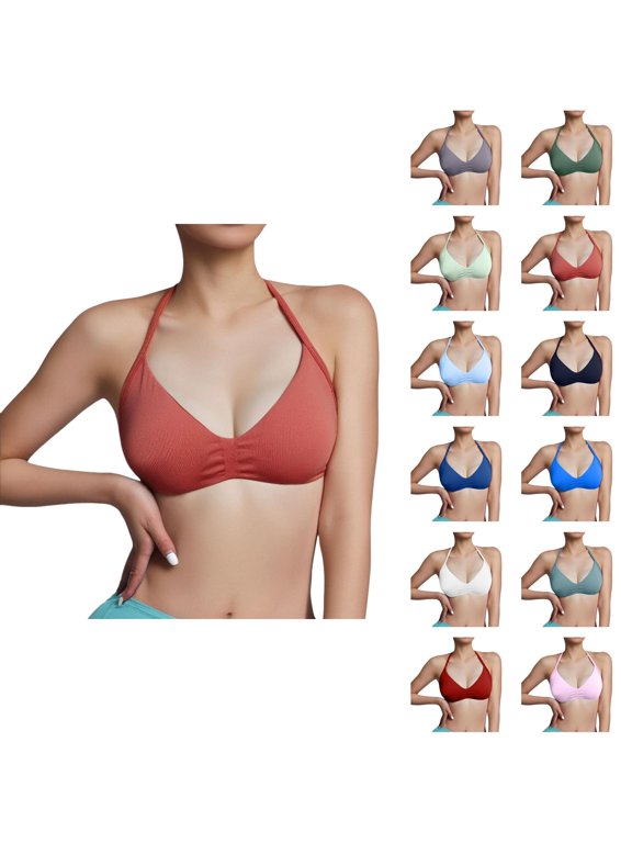 Halter Bra V Neck Backless Comfortable Breathable Sports Bras for Women Yoga Bra