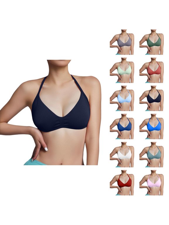 Halter Bra V Neck Backless Comfortable Breathable Sports Bras for Women Yoga Bra