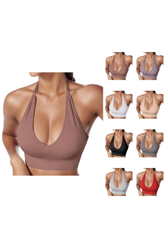 Halter Bras for Women Plus Size Elastic Adjustable No Underwire Seamless Triangle Bra