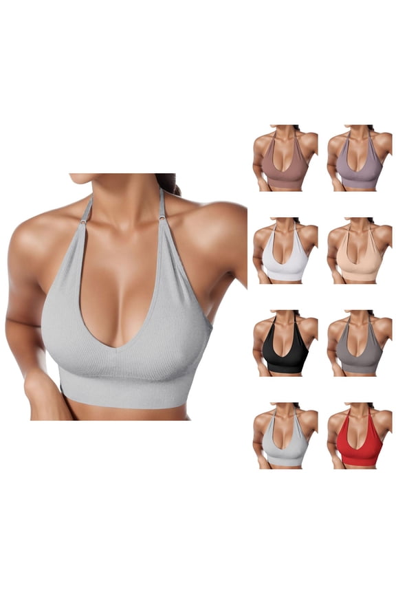 Halter Bras for Women Plus Size Elastic Adjustable No Underwire Seamless Triangle Bra