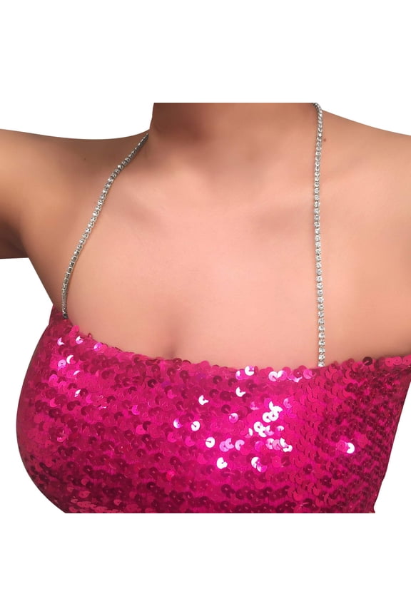 Halter Crystals Strap (Silver) for Bras, Swimsuits, Dresses | by PIN STRAPS