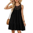 thumbnail image 1 of Halter Dress For Women Mini Sundress Lace Crochet Sleeveless Cover Ups A-Line Tiered Swing Summer Casual Dress, 1 of 3