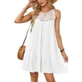 thumbnail image 1 of Halter Dress For Women Mini Sundress Lace Crochet Sleeveless Cover Ups A-Line Tiered Swing Summer Casual Dress, 1 of 3