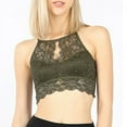 thumbnail image 1 of Halter Lace Bralette Bra Racerback Floral Rose Sheer Cut Out Open Back Lined Cup, 1 of 2