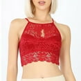 thumbnail image 1 of Halter Lace Bralette Bra Racerback Floral Rose Sheer Cut Out Open Back Lined Cup, 1 of 2