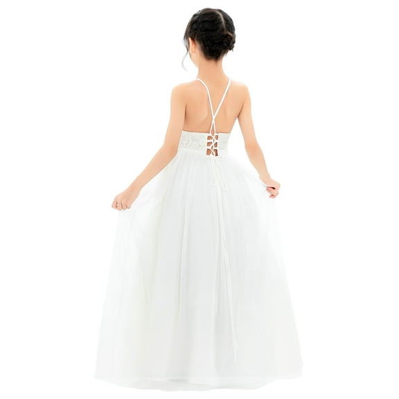 Ekidsbridal Halter Lace Criss-Cross Back Flower Girl Dress Formal Photoshoot Junior Pageant Ballroom Dance Gown L248 12