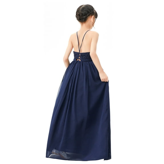 Ekidsbridal Halter Lace Criss-Cross Back Flower Girl Dress Formal Photoshoot Junior Pageant Ballroom Dance Gown L248 2