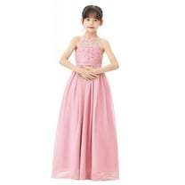 Halter Lace Criss-Cross Back Flower Girl Dress Communion Baptism Gown Wedding Father Daughter Dance Ballroom L248 4