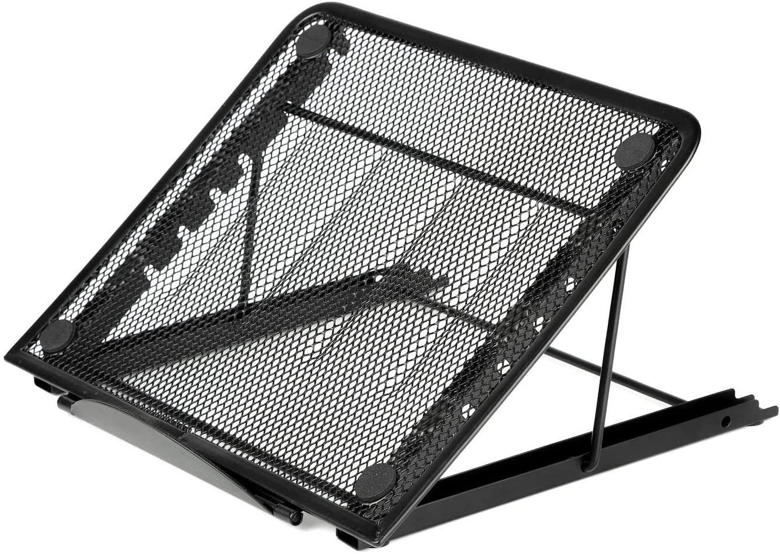 Black Aluminum Mesh Adjustable Desktop Stand for Laptop and Tablet