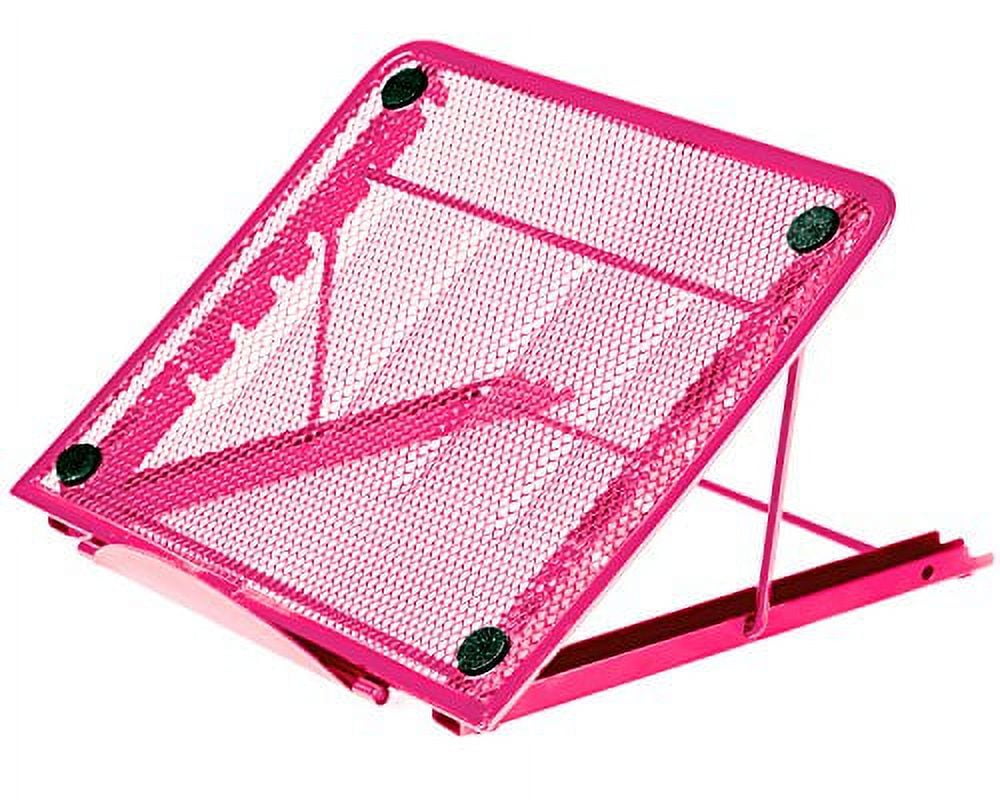 Halter Mesh Laptop Stand for Laptop / Notebook / iPad / Tablet Adjustable, Ventilated (Pink)