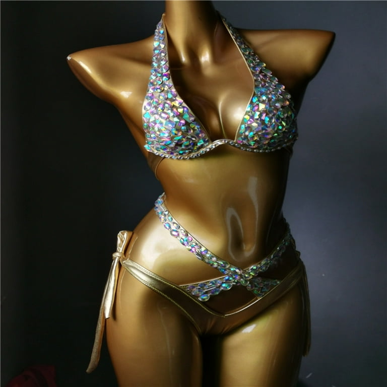 Sexy V-neck diamond halter Metal chain sequin bikini Sexy V-neck diamond halter Metal chain sequin bikini