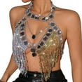 thumbnail image 1 of Halter Metallic Chain Tank Top for Women Sequins Deep V Neck Backless Cropped Top Nightclub Sparkly Rave Outfits Elegant Fashion Crop Tops Trendy Dressy Outfit for Party Evening Cocktail, 1 of 8