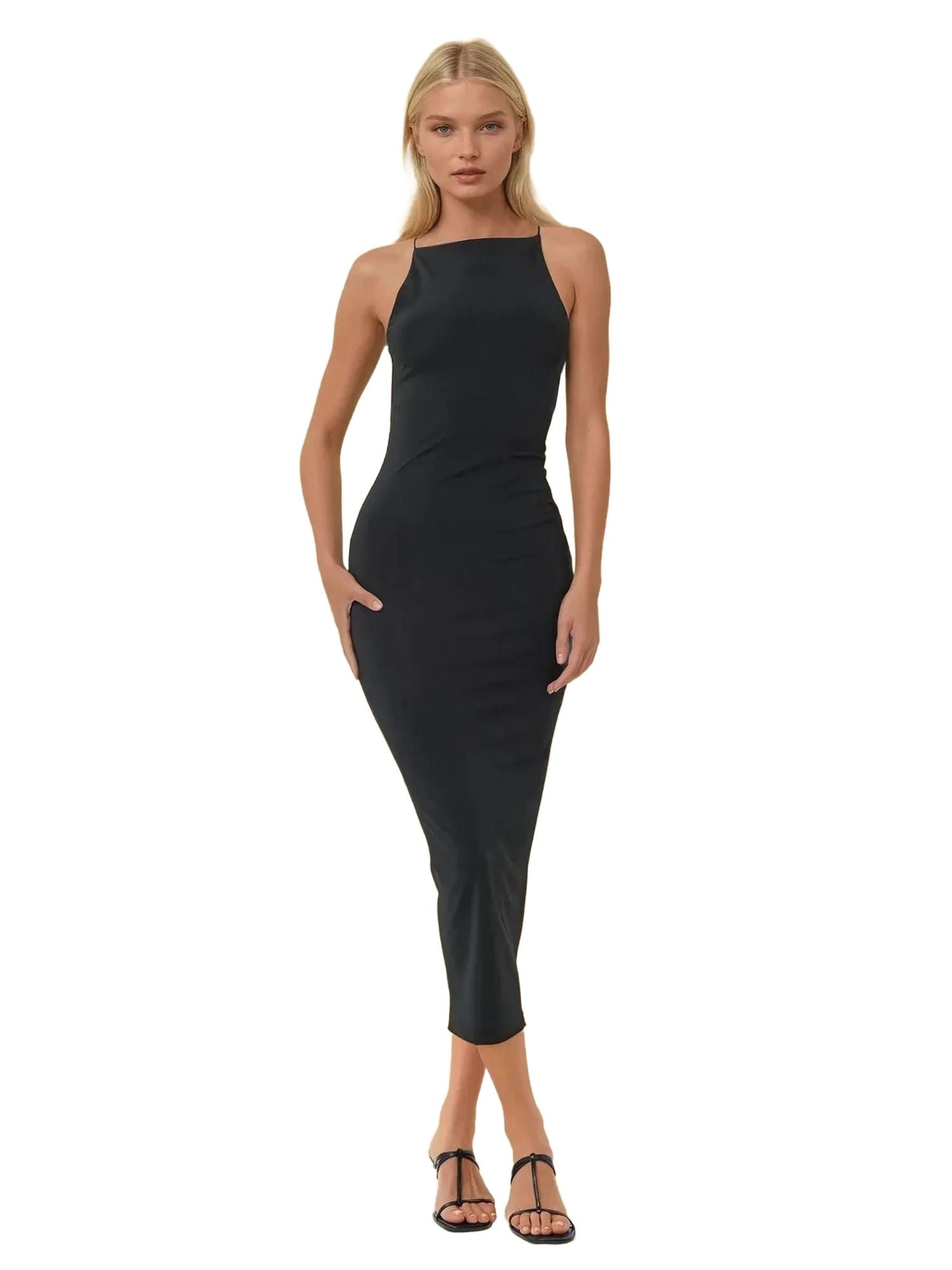 halter neck cami dress Tiered Halter Neck Printed Cami Dress – Coast 2 Coast Lax USA main image 1