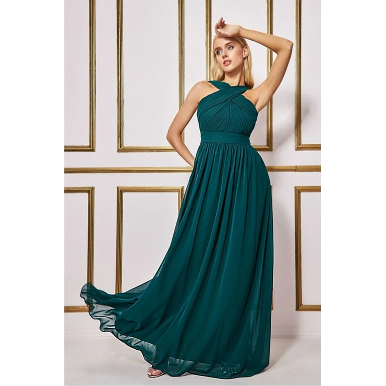 HOT Eshakti Halter Neck Chiffon Maxi Dress Halter Neck Chiffon