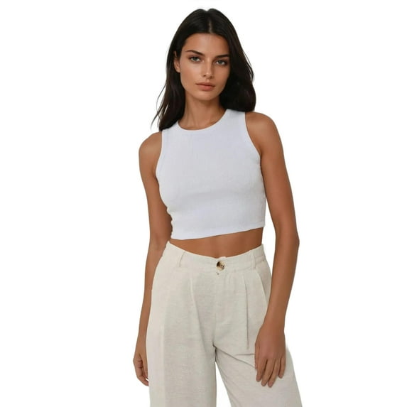 Halter Neck Knitted Crop Tank Top