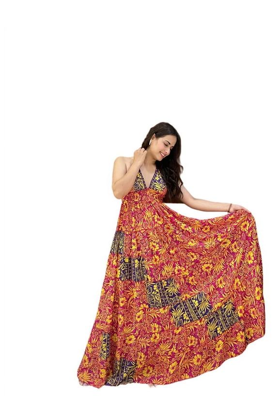 Halter Neck Multi Panel Boho Printed Mai dress